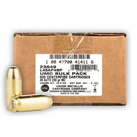 Remington UMC Handgun Ammunition 45 ACP 230 gr FMJ 835 fps 500/ct (Bulk)