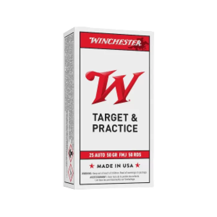 Winchester White Box USA 25 ACP Ammo 50 Grain Full Metal Jacket Case of 500 (10 Boxes of 50)