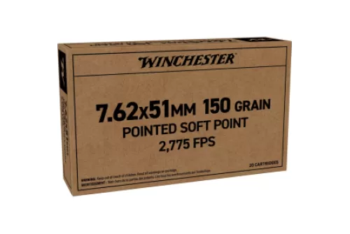 Winchester Brown Box 7.62x51mm NATO Ammo 150 Grain Jacketed Soft Point Box of 200 (10 Boxes of 20)