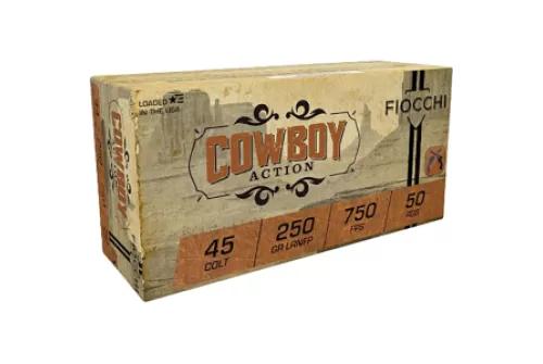 Fiocchi Cowboy Action 45 Colt (Long Colt) Ammo 250 Grain Flat Nose Case of 500 (10 Boxes of 50)