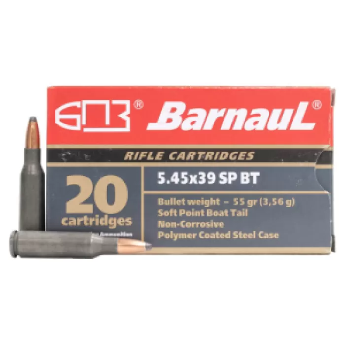 BARNAUL AMMO 5.45x39 55Gr SPBT Polycoated Steel Case 20rd BARNAUL AMMO 5.45x39 55Gr SPBT Polycoated Steel Case 20rd