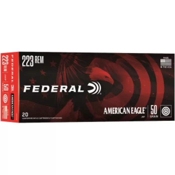 223 Rem - 50 Grain JHP - Federal American Eagle - 500 Rounds