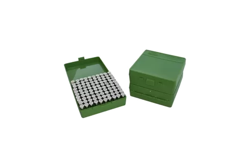 MTM Flip-Top 9mm 380 ACP 100 Round Green Ammo Box (P-100-9-10)