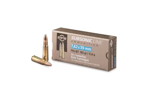 PPU Subsonic Brass 7.62 X 39 182-Grain 20-Rounds FMJ