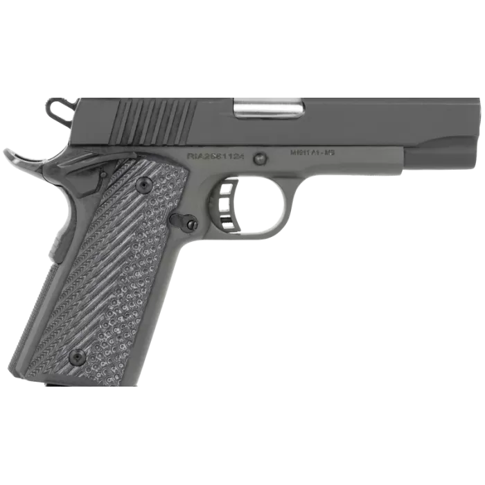 Rock Island 51531 M1911A1 Standard MS 45 ACP 81 4.30 ButtonRifled Barrel Black Parkerized Steel Frame wBeavertail Parkerized Serrated Slide BlackGray G10 Grip Grip Safety UPC: 4806015515319 Rock Island 51531 M1911A1 Standard MS 45 ACP 81 4.30 ButtonRifled Barrel Black Parkerized Steel Frame wBeavertail Parkerized Serrated Slide BlackGray G10 Grip Grip Safety UPC: 4806015515319
