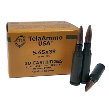 TelaAmmo 5.45x39mm 65gr Steel Cased FMJ Rifle Ammunition 30rd Box
