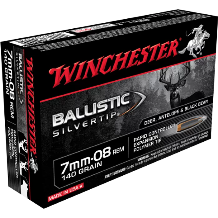 Winchester 7mm-08 140gr Ballisctic SilverTip Rifle Ammunition 20rds - SBST708