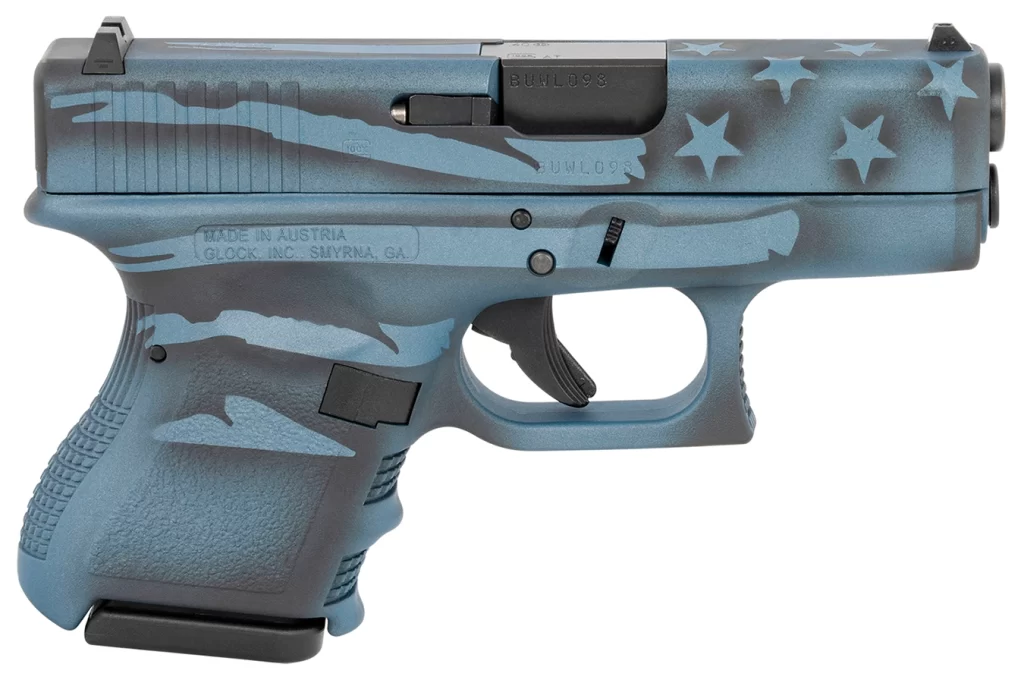 Glock Pi2750204btflag G27 Gen3 Subcompact 40 S&W  3.43" Barrel 9+1, Blue Titanium Flag Cerakote Frame & Slide, Finger Grooved Textured Polymer Grip, Safe Action Trigger PI2750204-BTFLAG