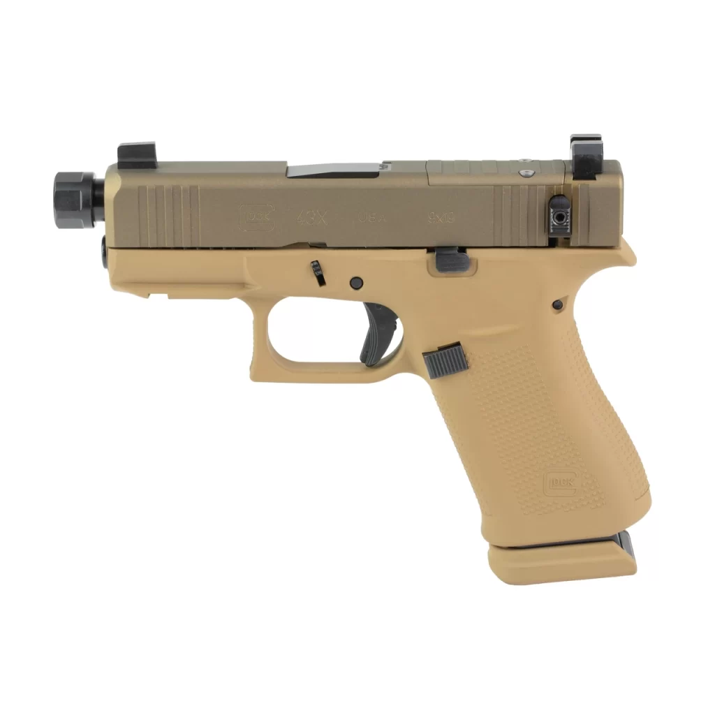 Glock G43X 9mm, 3.92" Threaded Barrel, Optic Ready, 15 rnd - FDE [MPN:UX4350204NR15]
