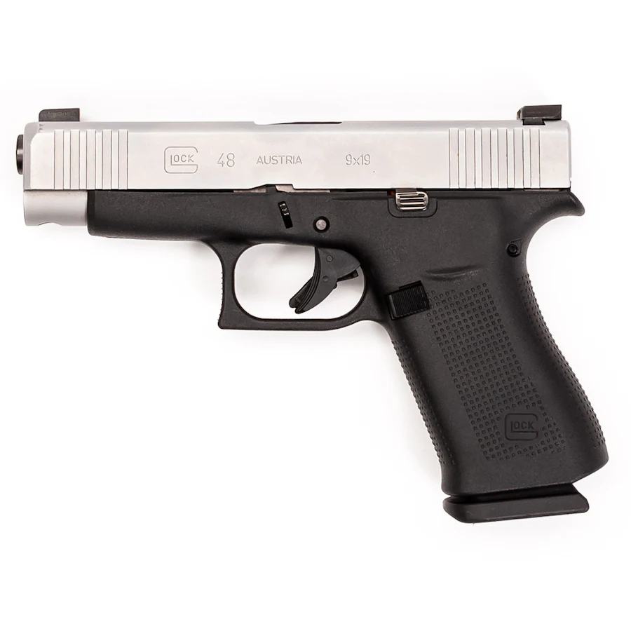 GLOCK G48 9mm 4.17in Semi-Automatic 10rd Silver With NS Factory Rebuilt Pistol (PR48509SL)