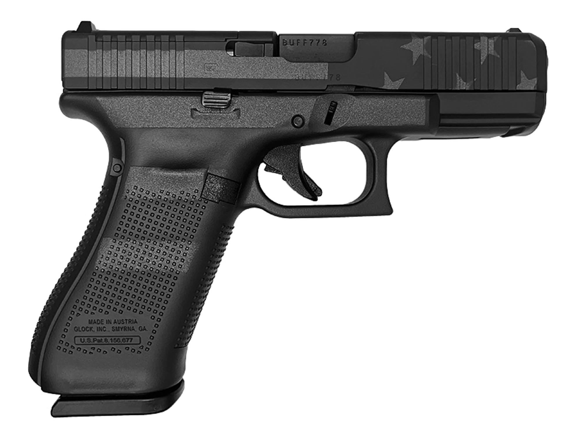 Glock Glock Glock 45 Gen 5 Mos, 9Mm, 4.02" Barrel, Black Stealth Flag, (3) 17-Rd, Ivs Exclusive PA455S204MOS-STEALTH