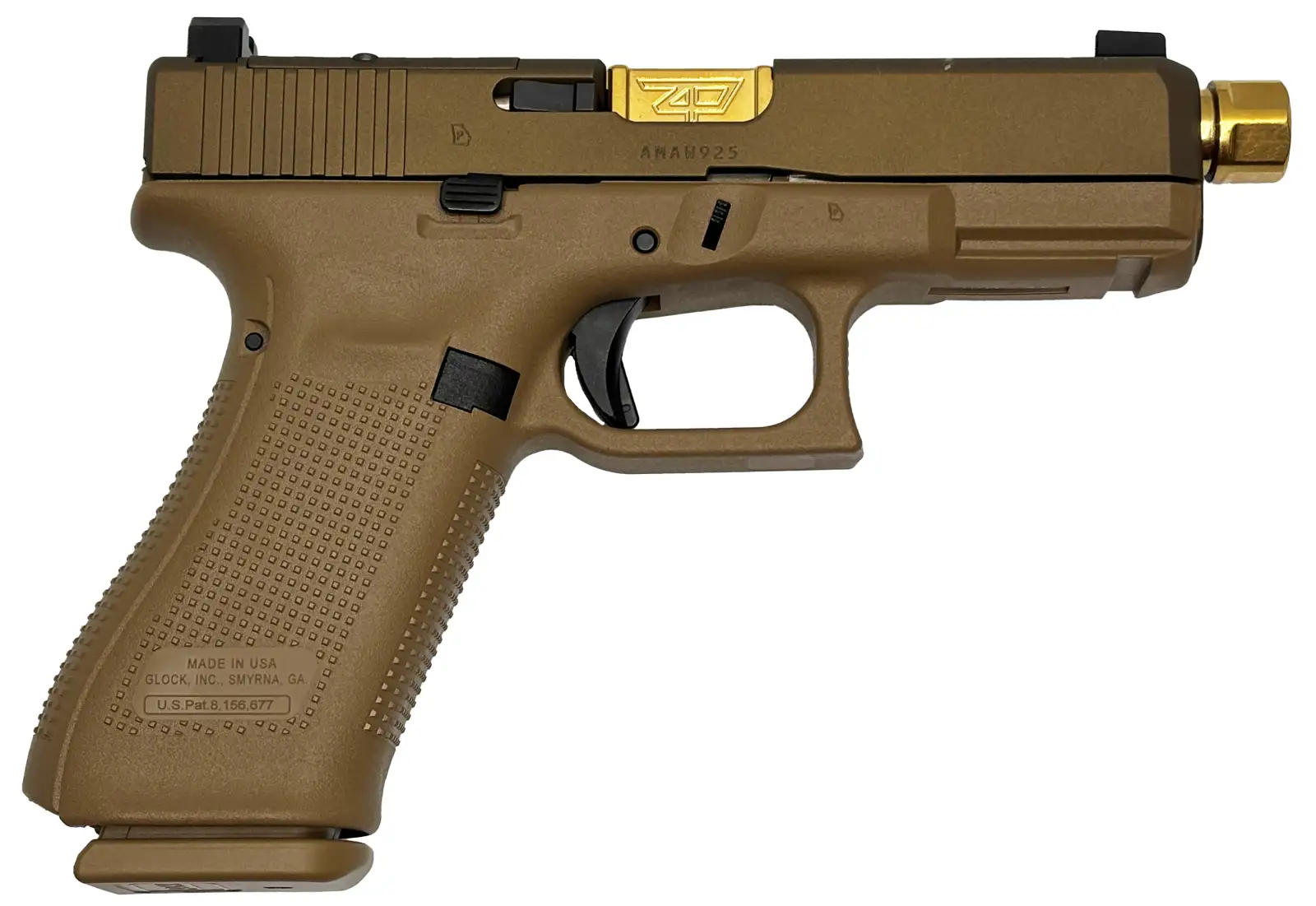 19XV 9MM OR GOLD BARREL SUPPRESSOR HEIGHT SIGHTS 19RD X CAMFOUR EXCLUSIVE For Glock