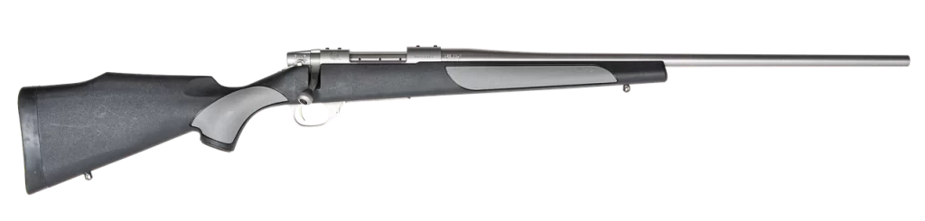 Weatherby  Vanguard Weatherguard Full Size 6.5 PRC 3+1 24" Satin Threaded Barrel, Satin Stainless Steel Drilled & Tapped Receiver, Black/Gray Weatherguard Stock