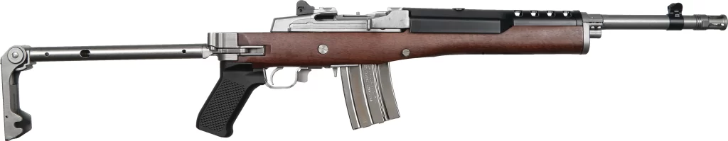 Ruger Mini-14 Tactical 300 Blackout, 16.1" Threaded Barrel, Walnut, Stainless Side-Folder Stock/Rec, 20rd